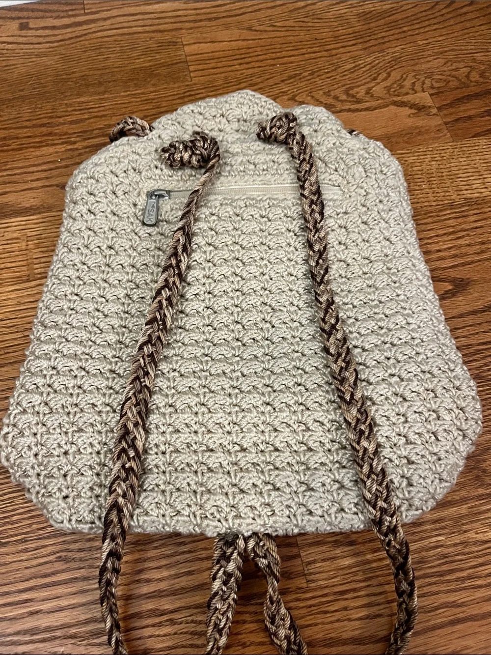 The Sak Crochet Drawstring Backpack Purse in Ivory